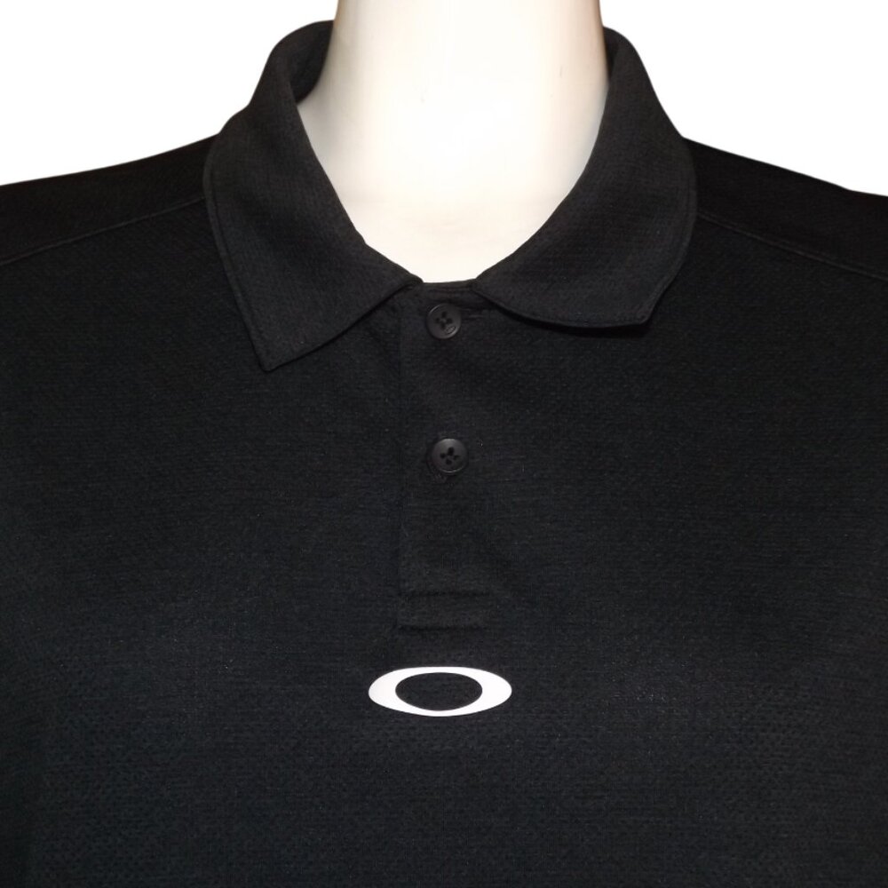 Oakley Polo Shirt, XL, Black, Short sleeve, Logo/O, 2 button collar, Regular Fit - Picture 2 of 12
